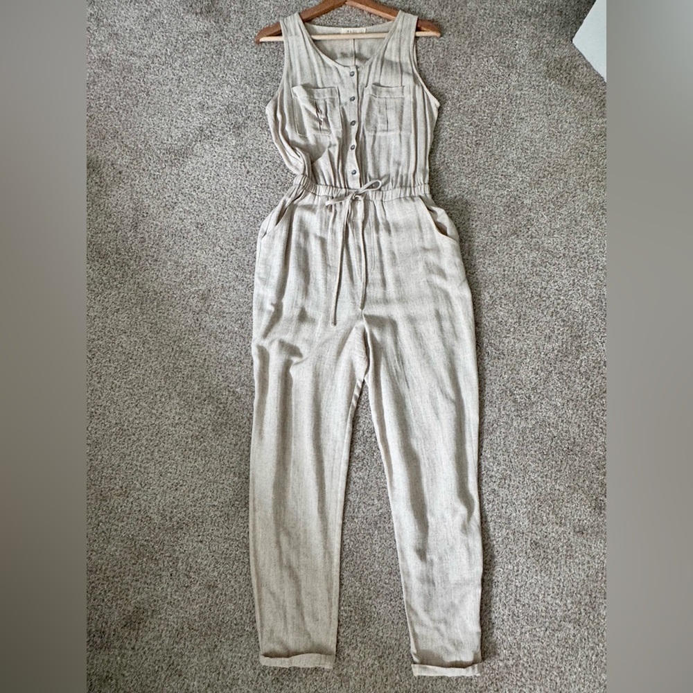 Sleeveless Linen Blend Jumpsuit